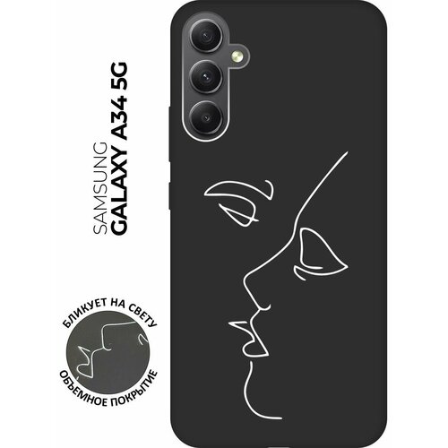 фото Матовый чехол faces w для samsung galaxy a34 5g / самсунг а34 с 3d эффектом черный bestluck