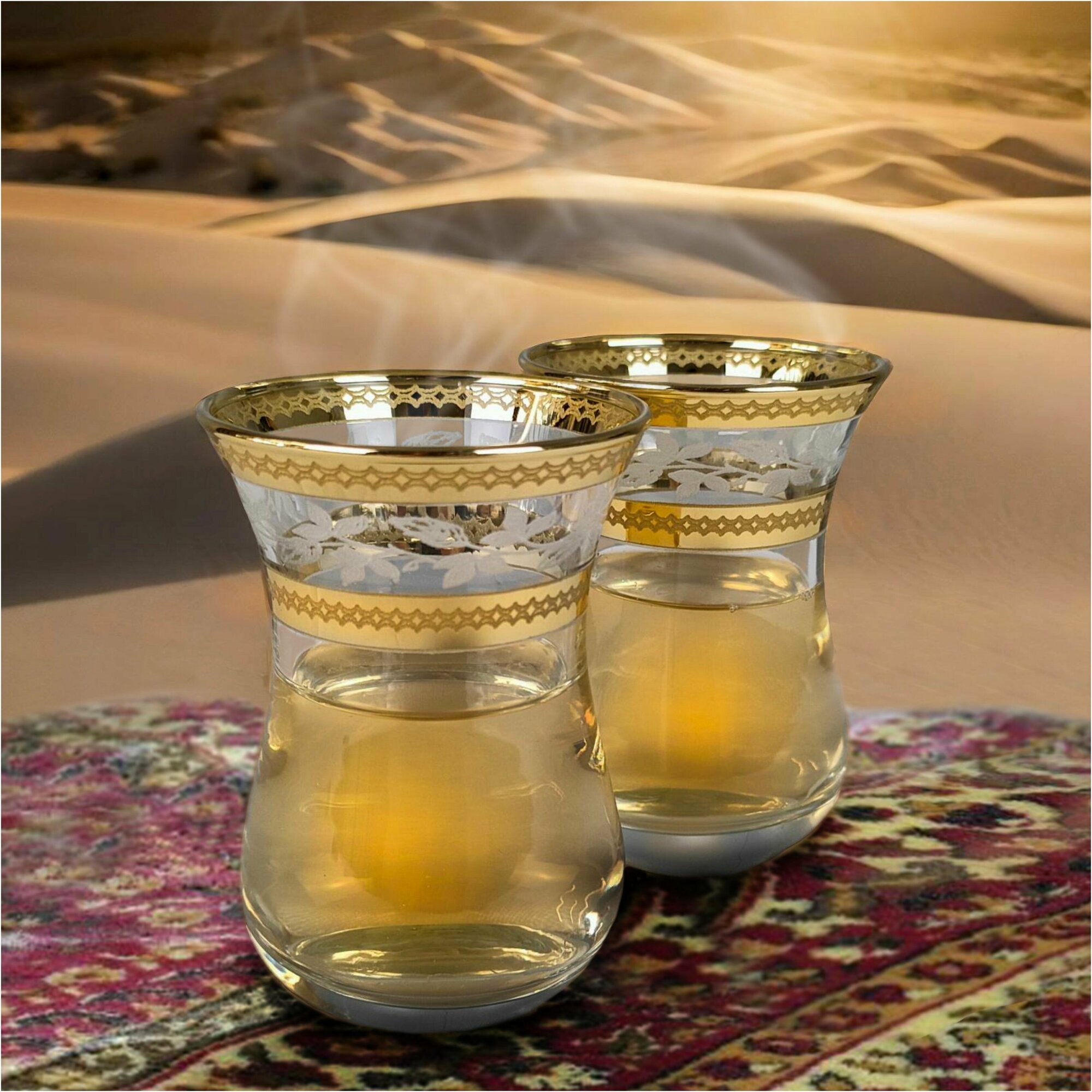 фото Подарочный набор турецких стаканов для чая / кофе, Армуды с алмазной гравировкой PROMSIZ лоза / 160 мл, 6 шт.