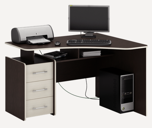 Изображение товара Компьютерный стол "Триан-5", ЛДСП, угловой, правый, с ящиком, 120x90x75 см