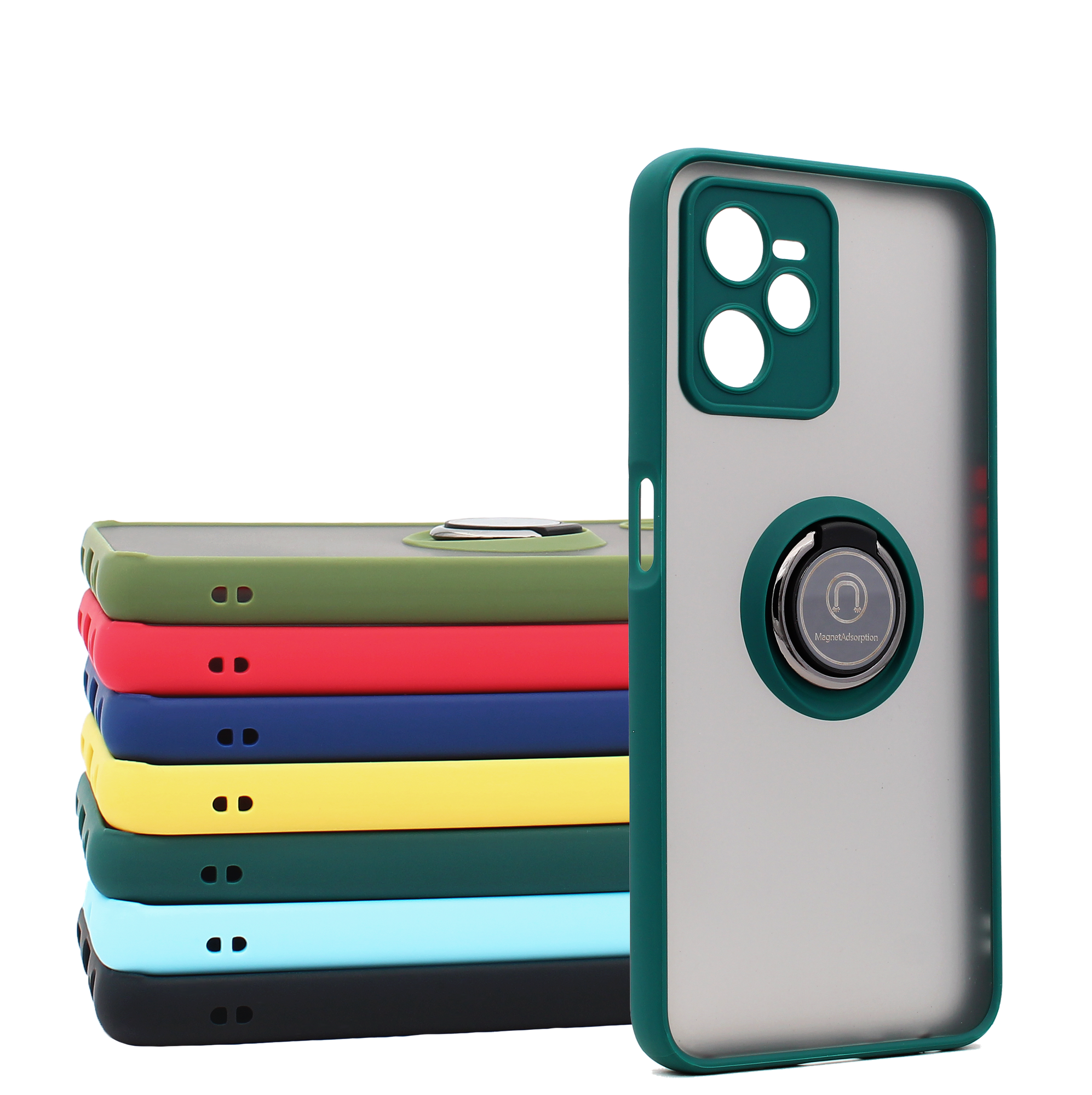 Чехол противоударный Mobix для Realme C35 с кольцом и с функцией подставки цвет: зеленый