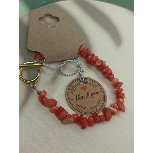 фото Браслет, красный, коралловый нет бренда