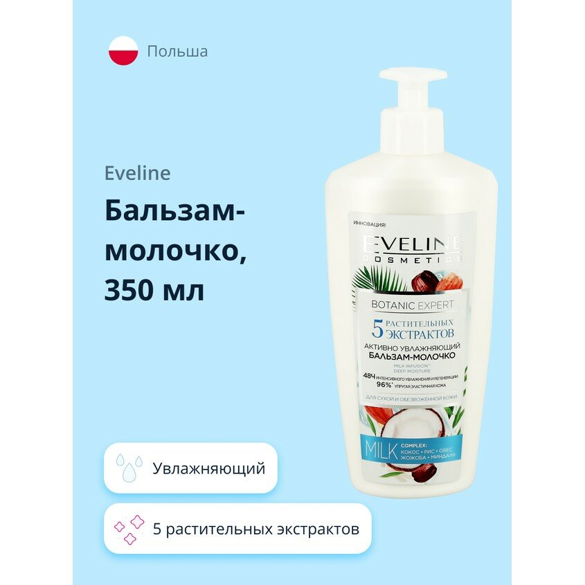 Бальзам-молочко для тела Eveline Botanic Expert увлажняющий, 350 мл Еveline - фото №6