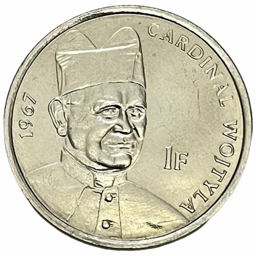 ДР Конго 1 франк 2004 г. (25 лет правления Иоанна Павла II - Кардинал Войтыла, 1967) клуб нумизмат монета 5 франков конго 2007 года посеребрение иоанн павел ii
