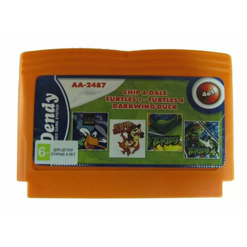 Картридж Сборник игр 4 в 1 AA-2487 TURTLES 1+4 / DARKWIN DUCK / CHIP and DALE 1 (8 bit) для Денди