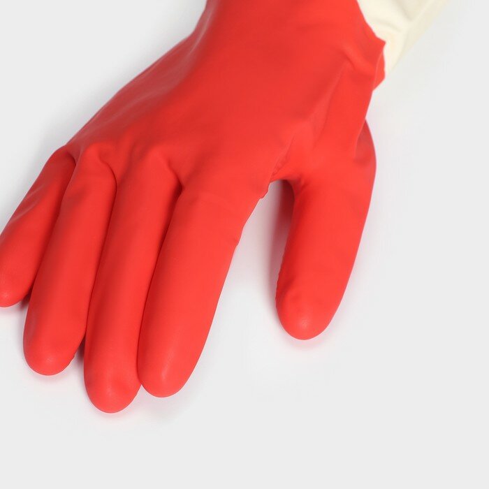 Перчатки хозяйственные плотные, латекс, размер S, 44 г, цвет красный - фотография № 3