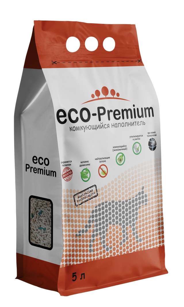 Наполнитель для кошачьего туалета ECO-Premium Комкующийся GREEN 5л