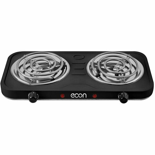 Плита электрическая Econ ECO-211HP 2000 Вт 2 конфорки спираль эмаль механическая переключатель поворотный черная 262500₽