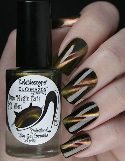 фото EL Corazon серия Kaleidoscope Магнитный лак для ногтей "Кошачий глаз" "Duo Magic Cats" №Mur-73 9 мл