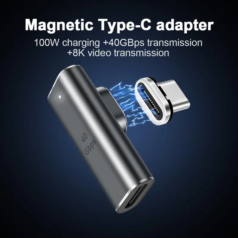 Магнитный адаптер PALMEXX USB-C 4.0, PD100W, 8K@60Hz, 40Gbps, угловой — фото 1