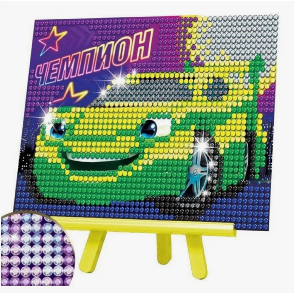 фото Алмазная мозаика / вышивка / живопись /Disney "Тачки. Чемпион", на подставке, для детей, 10х15 см