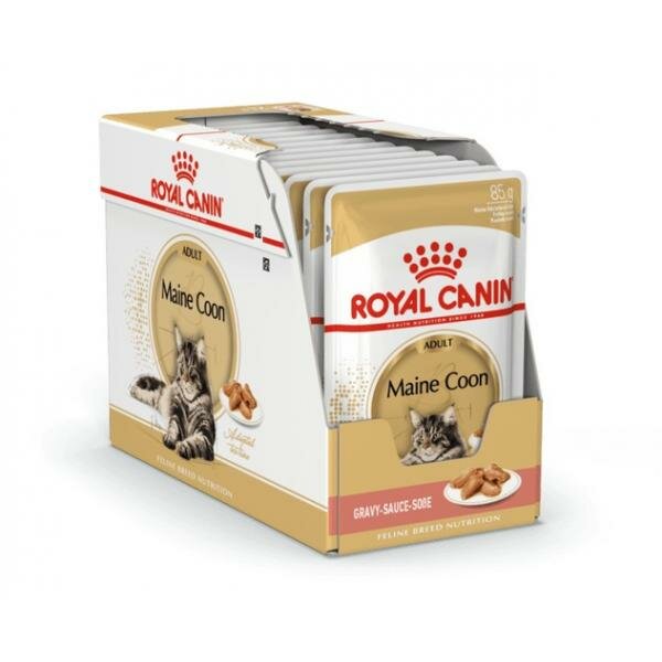 Royal Canin Упаковка 28шт. Паучи Кусочки в соусе для Мейн Куна старше 15 месяцев Maine Coon, 85г*28 2.5 кг