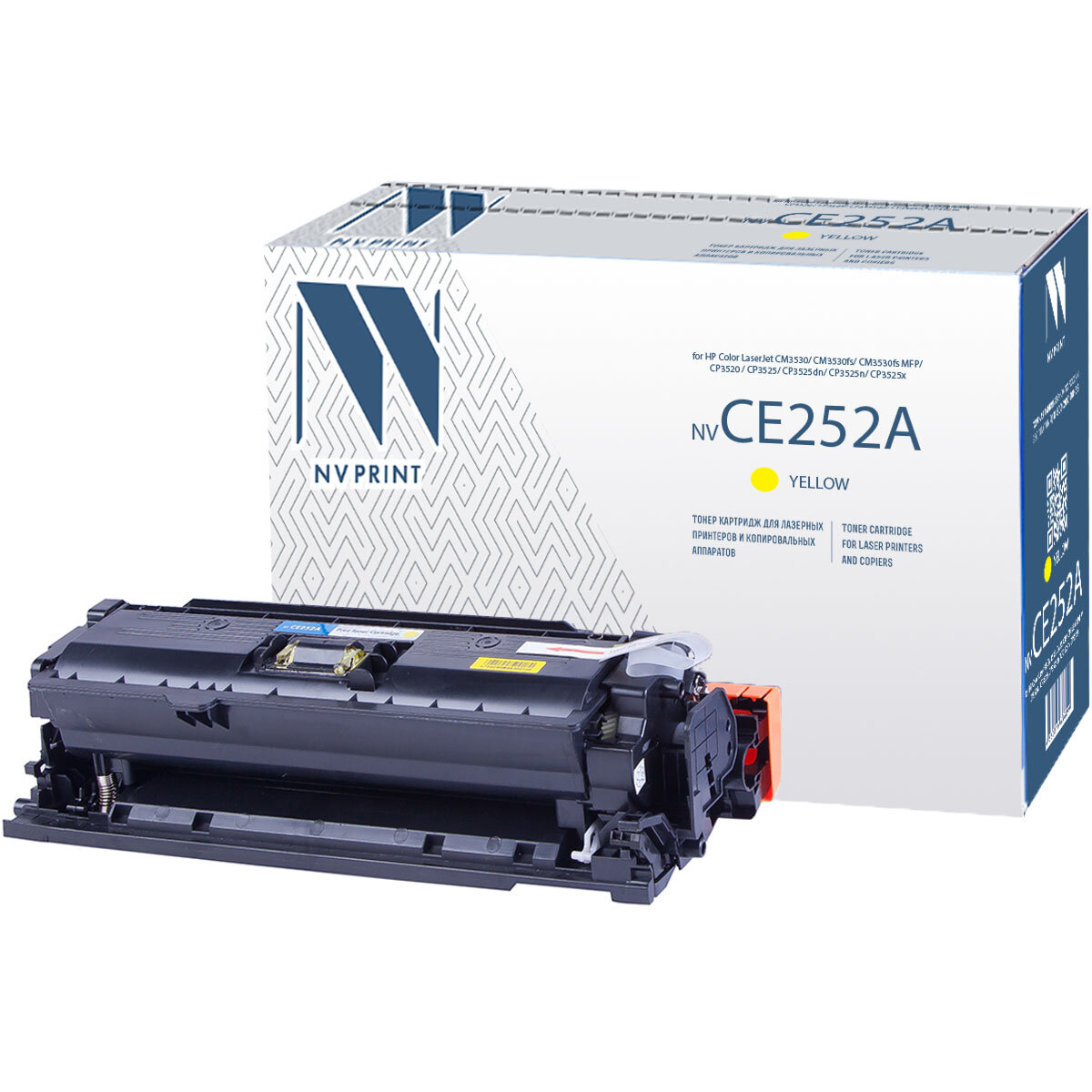 Лазерный картридж NV Print NV-CE252AY для HP LaserJet Color CP3525, CP3525dn, CP3525n, CP3525x, CM3530 (совместимый, жёлтый, 7000 стр.)