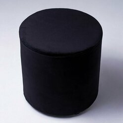 Съемный Чехол на мягкий круглый Пуфик из велюра Черного цвета высотой 40 на 40 в прихожую