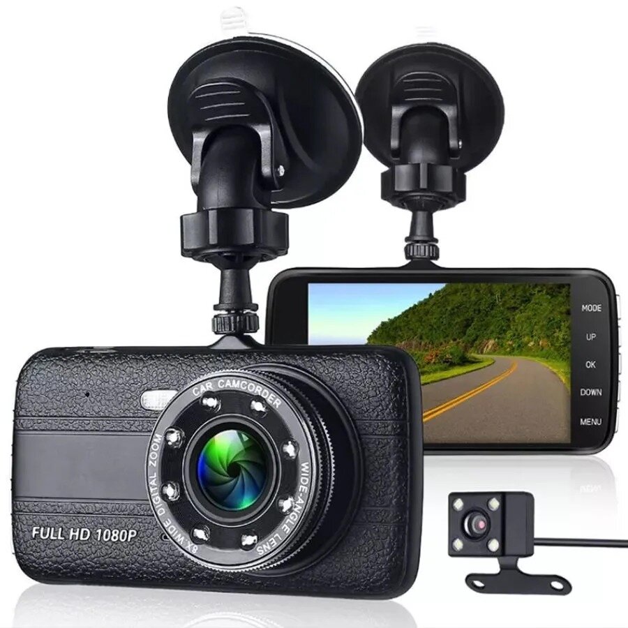 Автомобильный видеорегистратор с камерой заднего вида  с дисплеем G-сенсор/черный Авторегистратор Видео регистратор