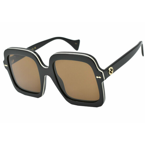 фото Солнцезащитные очки gucci, квадратные, оправа: пластик, с защитой от уф, для женщин, коричневый