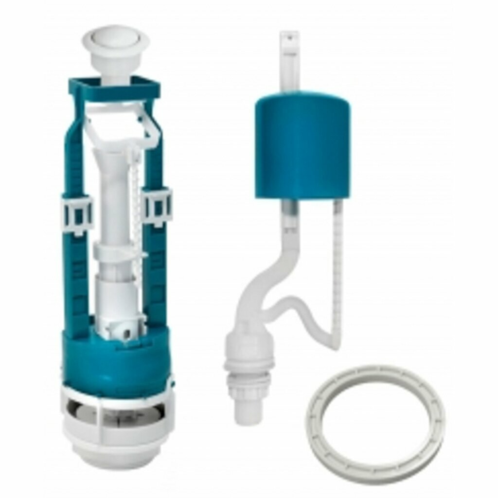 фото Арматура "Инкоэр" СБ1-НпрН-Б-В, для унитаза, нижняя подводка, кнопка белая