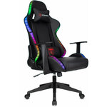 Кресло игровое Zombie GAME RGB черный с подсветкой, экокожа / Компьютерное геймерское кресло, с подголовником, крестовина пластик - изображение