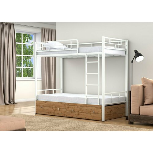 Двухъярусная кровать Валенсия 120 Слоновая кость ящики венге