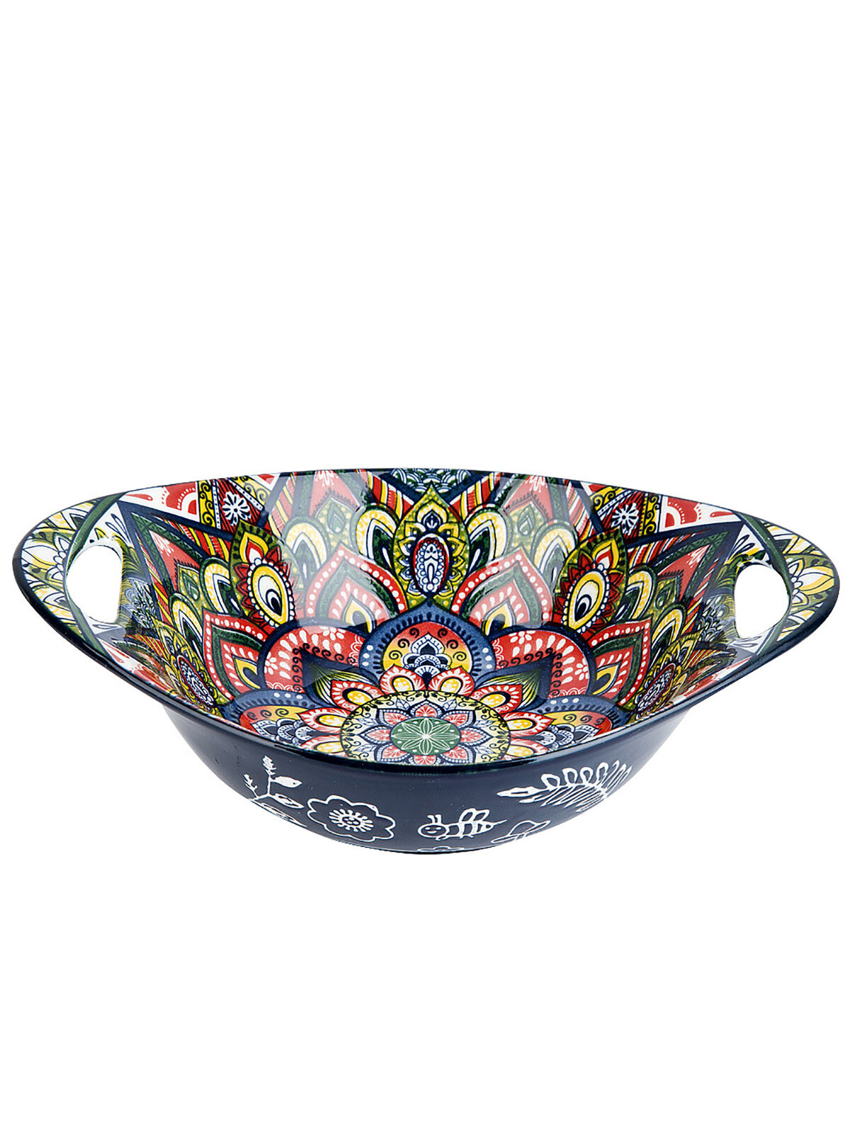 фото Салатник овальный с ручками Nouvelle "Arabesque", фарфоровый, 22,7x15,2x6,6 см,