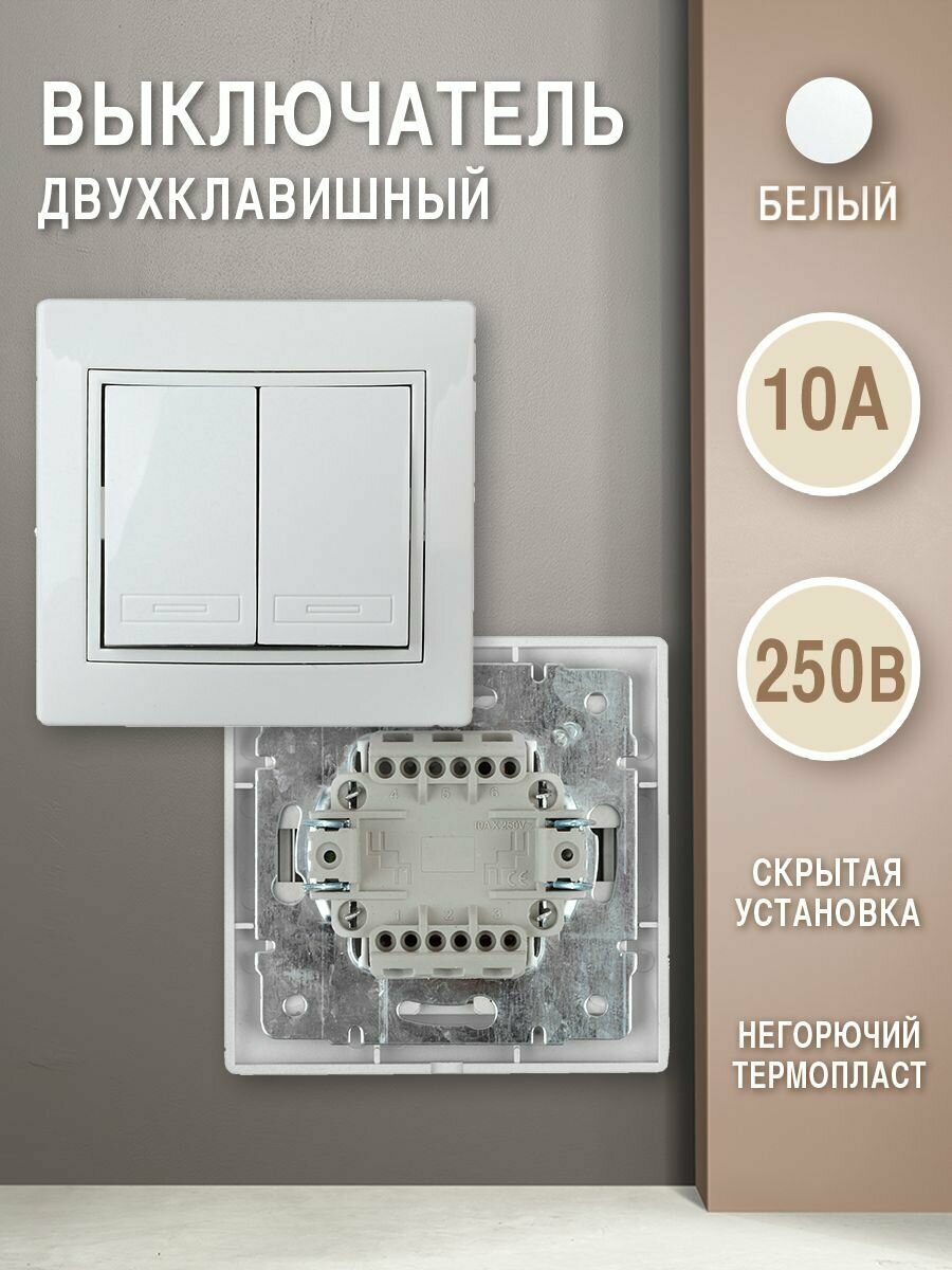 Выключатель двойной Intro 1-104-02 10А-250В СУ - фото №1