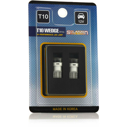 Автомобильная светодиодная лампа Solarzen W5W-2s56 в задние габариты, верхний стоп сигнал, красная, T10, Южная Корея, 2 шт