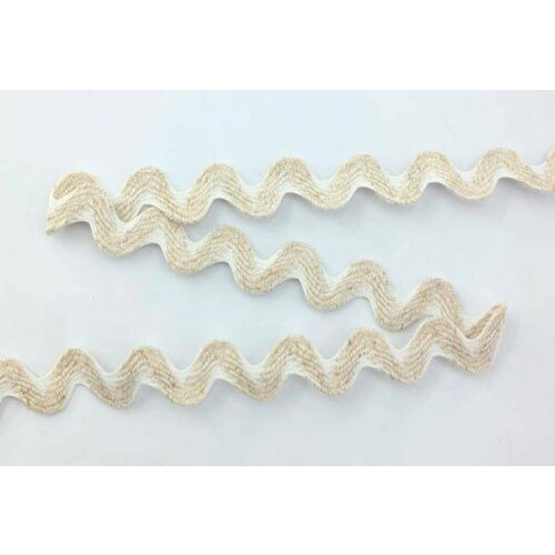 Тесьма-вьюнчик, 15 мм, льняной небеленый, с белым, 25 метров