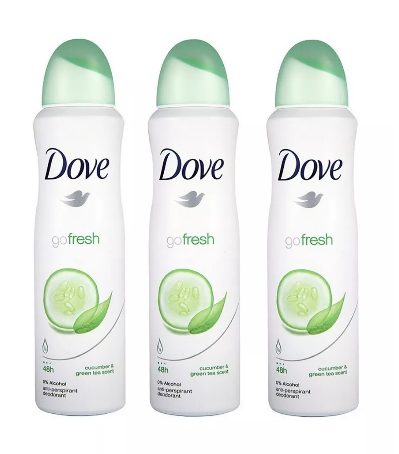 Дезодорант спрей Dove go fresh огурец и зеленый чай 150 мл x 3 шт