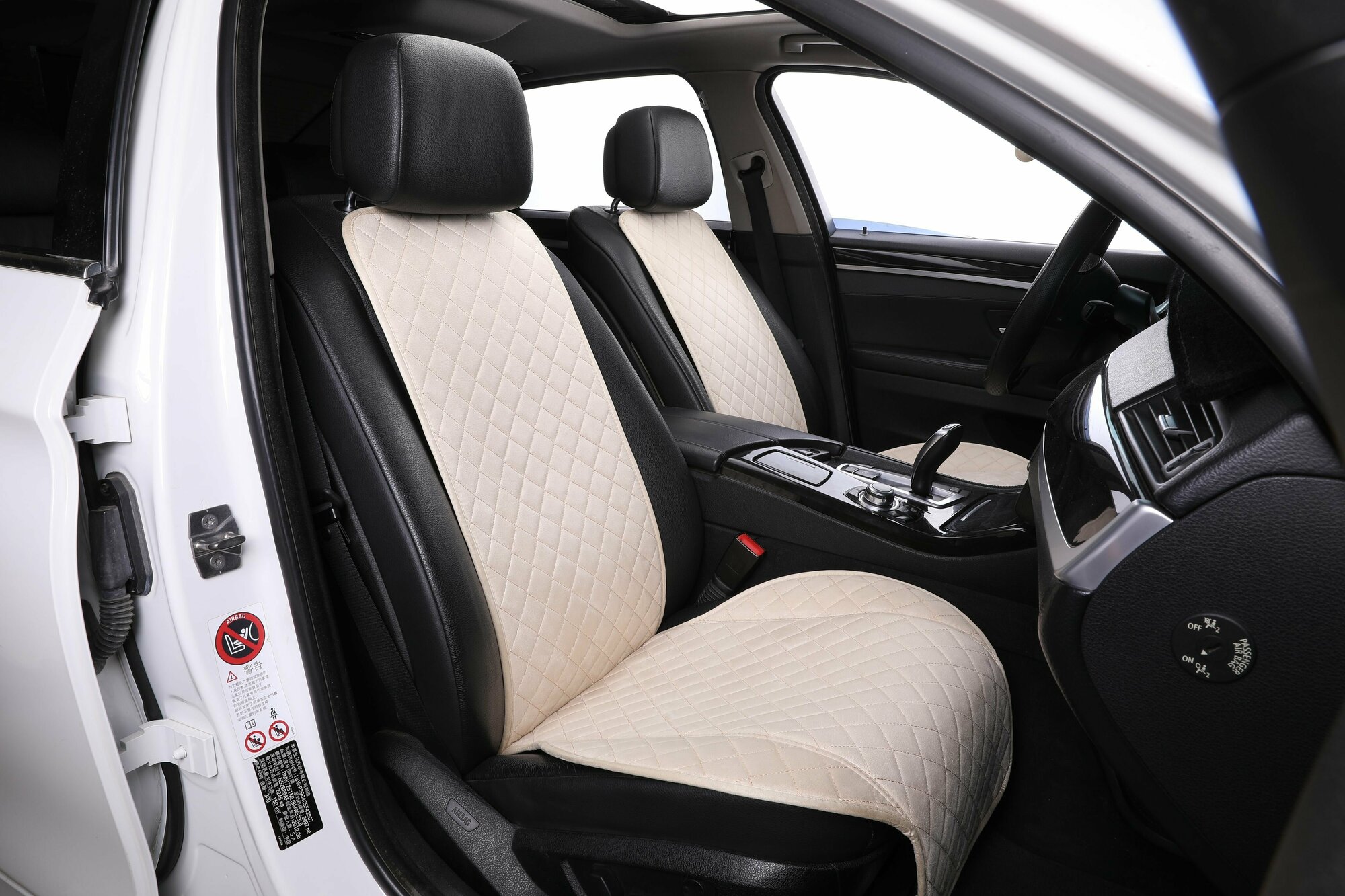 Накидки для Хендай Соната (2009-2014) седан / Hyundai Sonata на передние сиденья Tour Алькантара Бежевый
