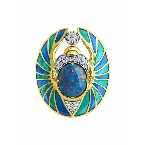 Брошь Serebro серебро 925 проба золочение опал синтетический 3994₽