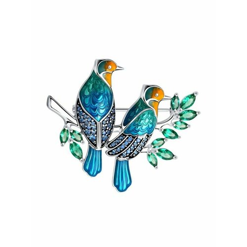 Брошь The Jeweller, серебро, 925 проба, родирование, эмаль
