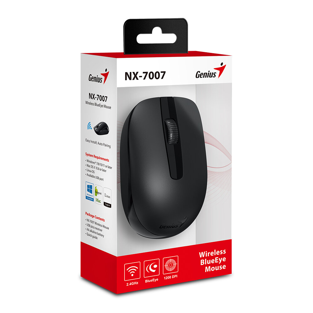 Мышь Genius NX-7007 black-red USB (31030026404) - фото №6