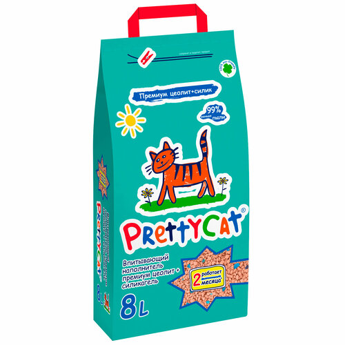 5 котов наполнитель кремниевый впитывающий 8л 3 4кг Наполнитель впитывающий для кошачьих туалетов PrettyCat Premium 4кг (8л)