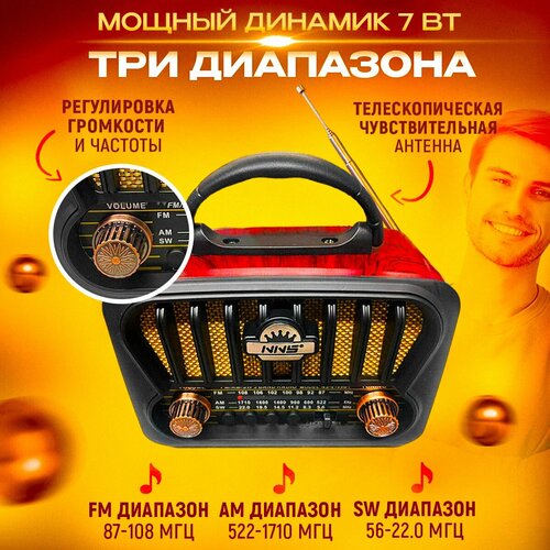 Портативная беспроводная колонка в стиле ретро с Bluetooth Ретро радио Радиоприемник Черный 237100₽