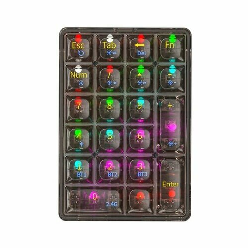 Цифровая клавиатура Numpad механическая Attack Shark K21 прозрачная беспроводная Bluetooth24Gпроводная usb цифровой блок панель для ноутбука черная 471400₽