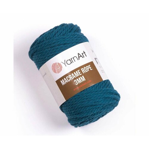 Пряжа YarnArt Macrame Rope 3mm темно-бирюзовый (789), 60%хлопок/ 40%вискоза/полиэстер, 63м, 250г, 1шт