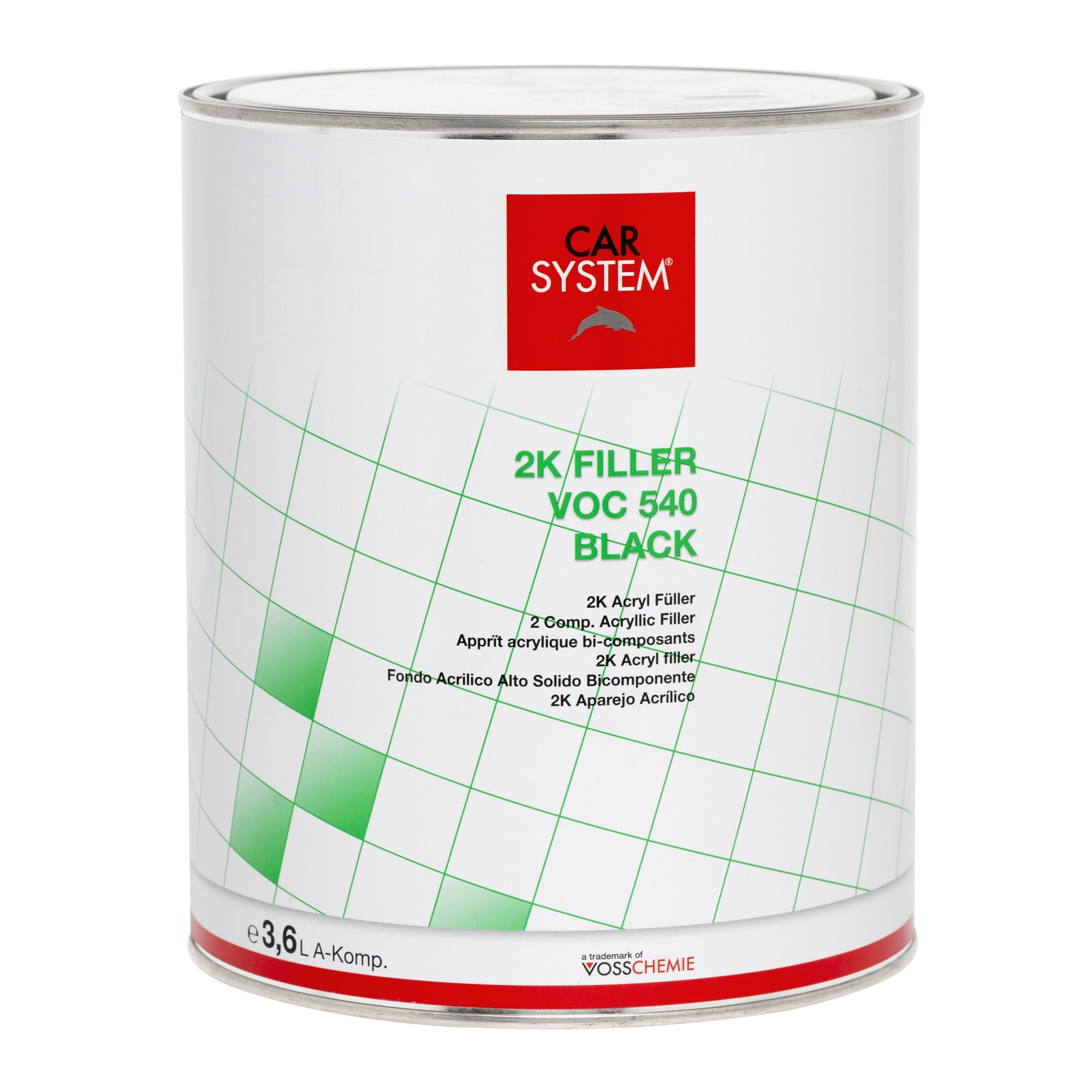 2K Акриловый наполнитель Carsystem VOC 540 чёрный (3.6 л)