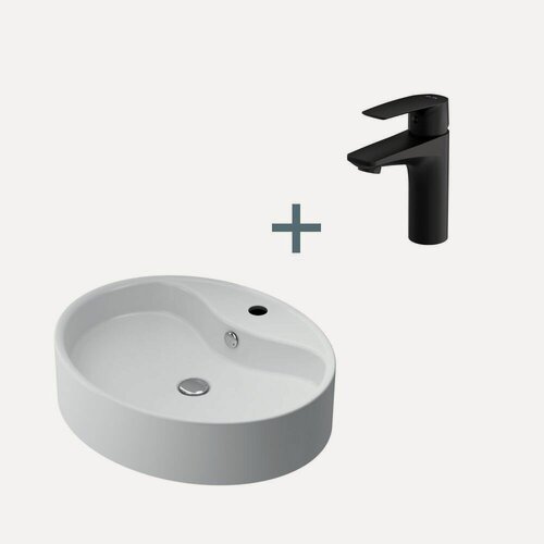 Изображение товара Раковина для ванной AM.PM, накладная, фарфор, овальная, черная, 56см