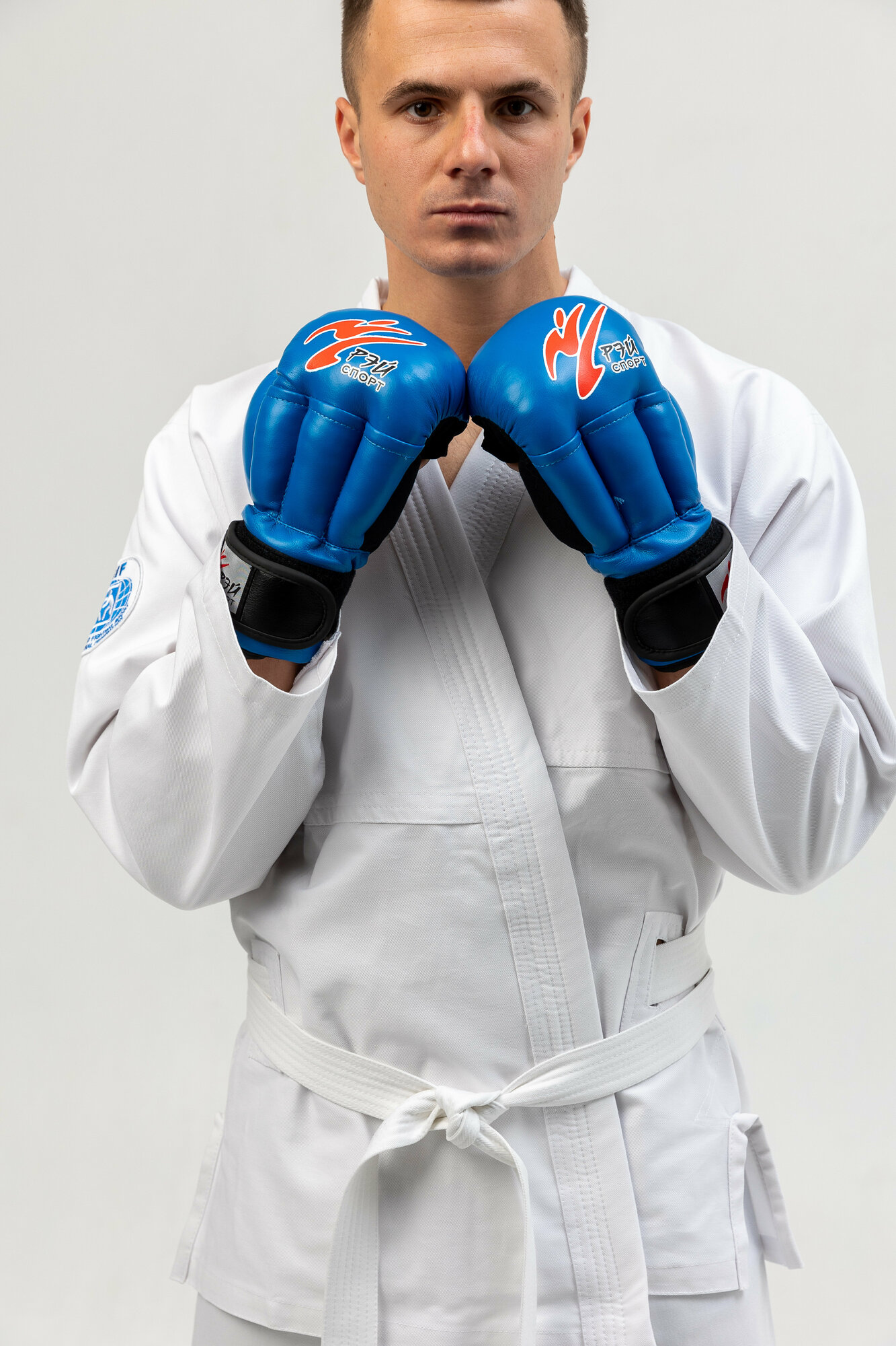 Перчатки для Рукопашного боя Рэй-спорт "Fight-1"кожа/иск. кожа (Синий, 6XS)