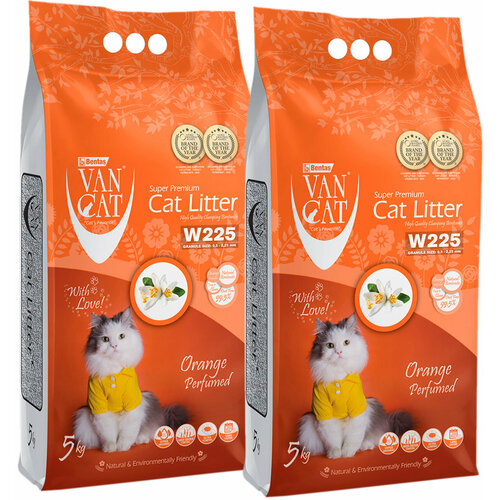 VAN CAT ORANGE наполнитель комкующийся для туалета кошек с ароматом апельсина (5 + 5 кг) smart cat наполнитель комкующийся для туалета кошек 5 5 кг