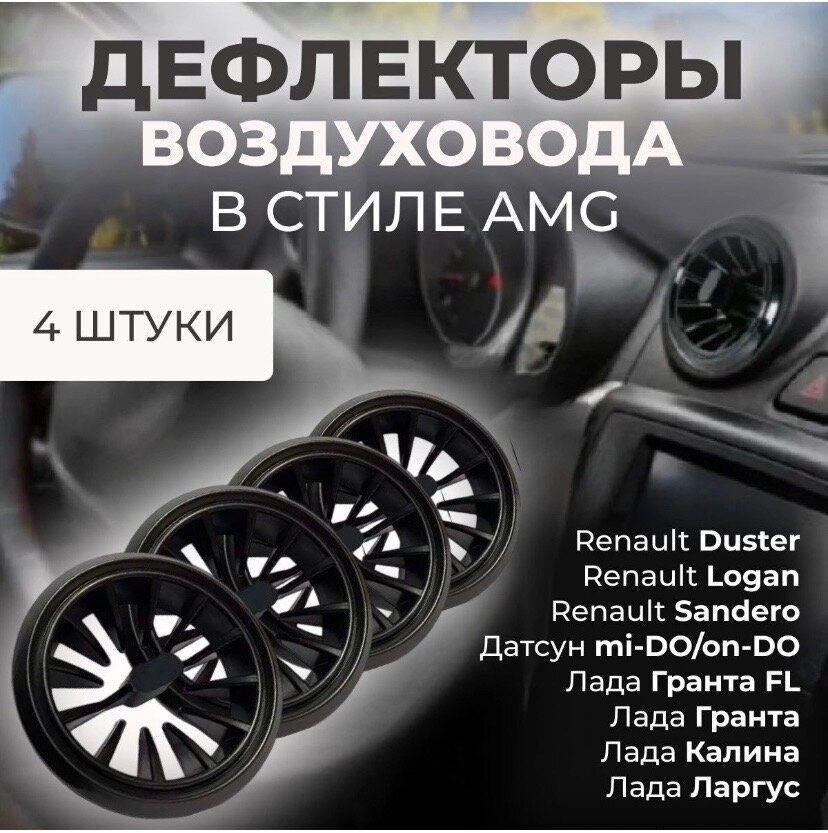 Автомобильный Дефлектор (сопла) воздуховода в стиле AMG (4 шт.) для для Гранта Калина 2 Датсун Дастер Ларгус Газель Бизнес Газель Некст Mondeo 4