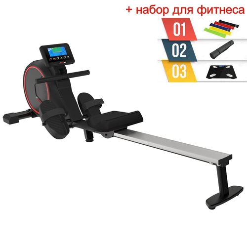 гребной тренажер unix fit wood rower light Гребной тренажер UNIX Fit Techno Rower 410E + набор для фитнеса