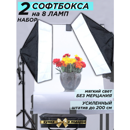 Софтбокс на 4 лампы с усиленным штативом (2 шт+сумка)