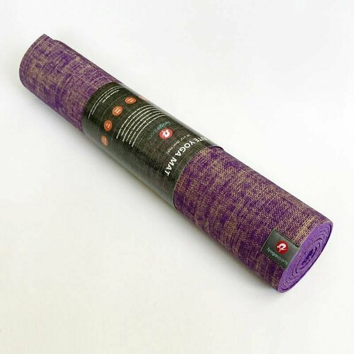 фото Коврик для йоги iyogasports jute (183х61 см) фиолетовый, толщина 5 мм, джут + per