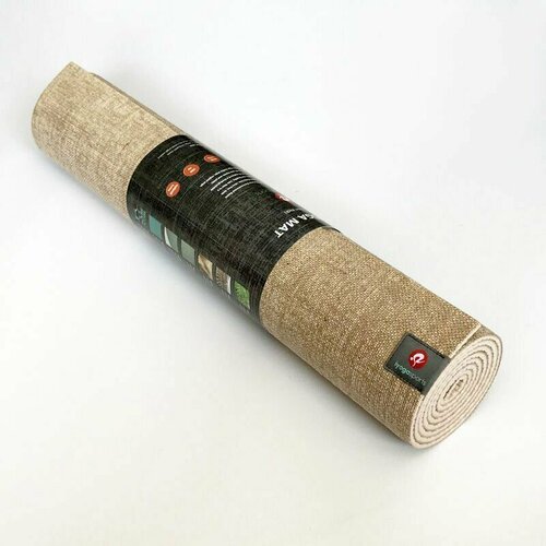 фото Коврик для йоги iyogasports jute (183х61 см) бежевый, толщина 5 мм, джут + per