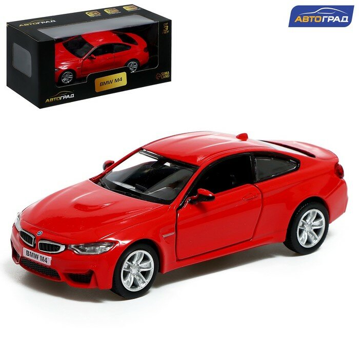 Машина металлическая BMW M4 COUPE, 1:32, инерция, открываются двери, цвет красный