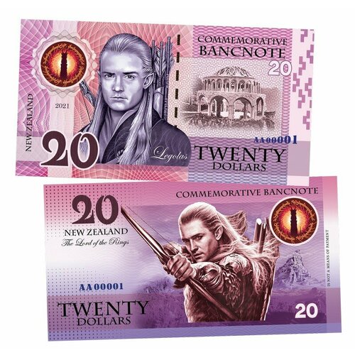 20 dollars (долларов) - Леголас. Властелин колец. Новая Зеландия (Legolas. New Zeland). 2021 UNC новая зеландия 5 долларов dollars 1995 новозеландский туи