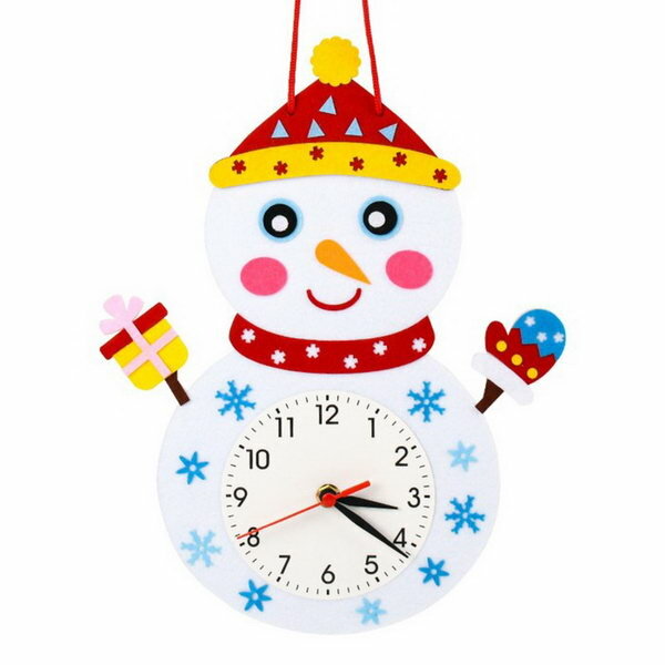 Детские настенные часы DIY "Снеговик" сделай сам, плавный ход, 22 x 29 см