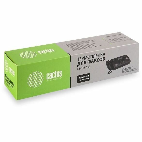 Термопленка Cactus CS-TTRP55 (KX-FA55A) черный для принтеров Panasonic KX FC166, FC175, FC176, FC178, FC195, FC195ru, FM89, FM90, FM90ru, FM189, FP80, FP81, FP82, FP82rs, FP85, FP86, FP88, FP150, FP151, FP152, FP153, FP155, FP156