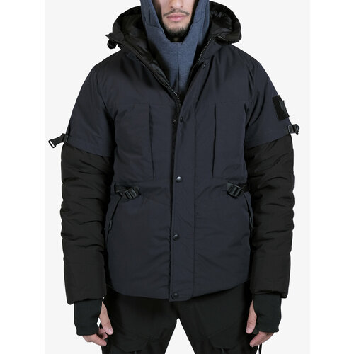  куртка IGAN зимняя, силуэт свободный, капюшон, утепленная, внутренний карман, размер S, черный, синий