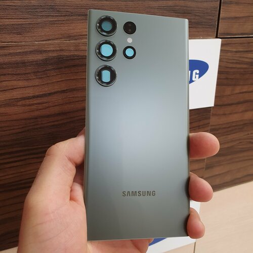 Крышка для Samsung S23 Ultra - Премиум копия оригинала задняя стеклянная панель (зелёного цвета)
